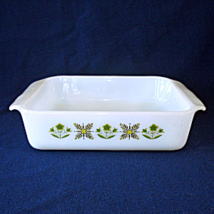 Hocking Fire King Meadow Green Square Cake Pan