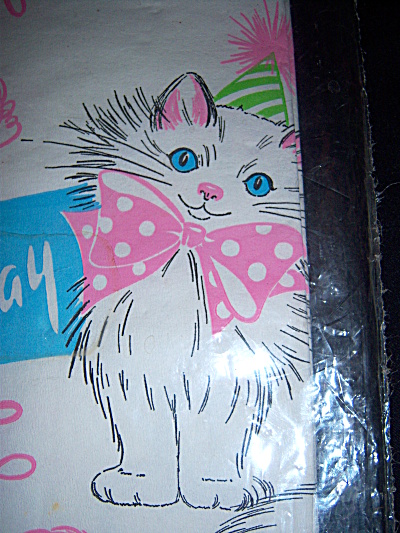 Vintage 1960s Crepe Paper Tablecloth W/ Kittens Happy B