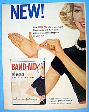 1958 Johnson & Johnson Band Aid Sheer Strips W/ Woman
