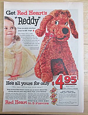 1957 Red Heart Dog Food W/ Reddy The Giant Stuffed Dog