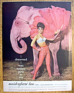 1962 Maidenform Bra With Woman Standing With Elephant