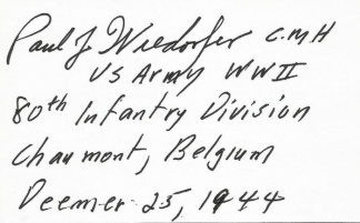 Autograph, Master Sergeant Paul J. Wiedorfer, U.s. Army