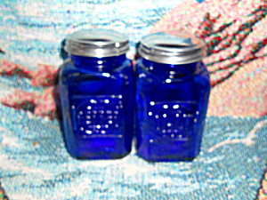 blue glass salt and pepper shakers