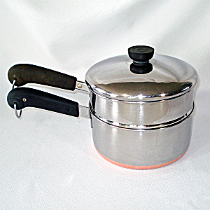 Revere Copper Bottom 2 Quart Saucepan Plus Boiler Insert